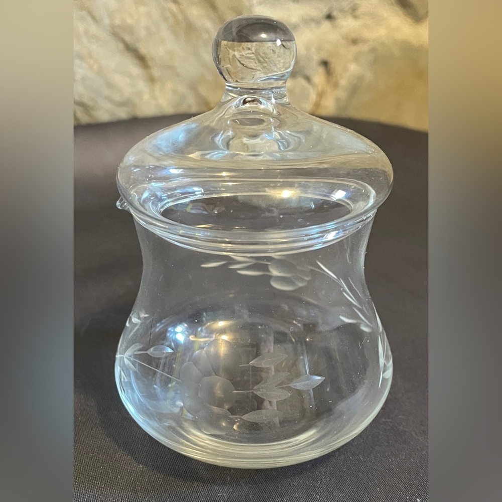 Princess House jam jar or mustard jar in the famous Heritage pattern